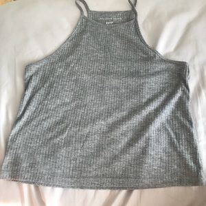 Gray Ribbed Halter Top
